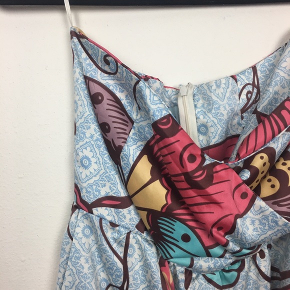 Judith March strapless Blue Butterfly Print dress - Picture 3 of 9